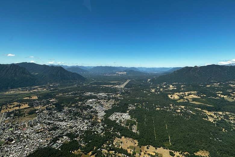 La foresta di Pucón dall'alto