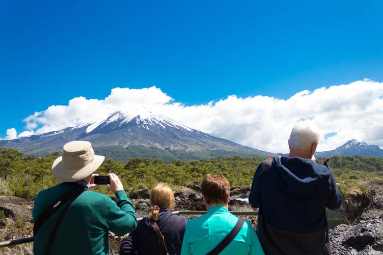 Taking photos of the volcano
