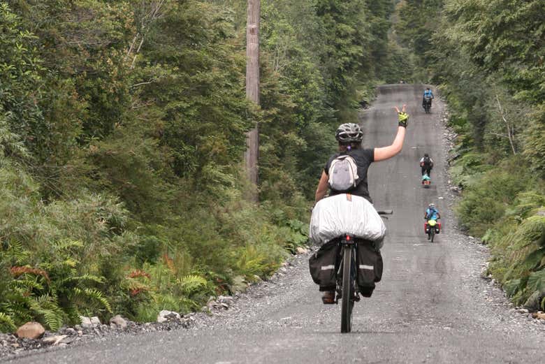 Bikers during the route
