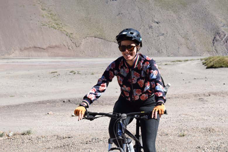 Pendant la balade en vélo dans le Cajón del Maipo