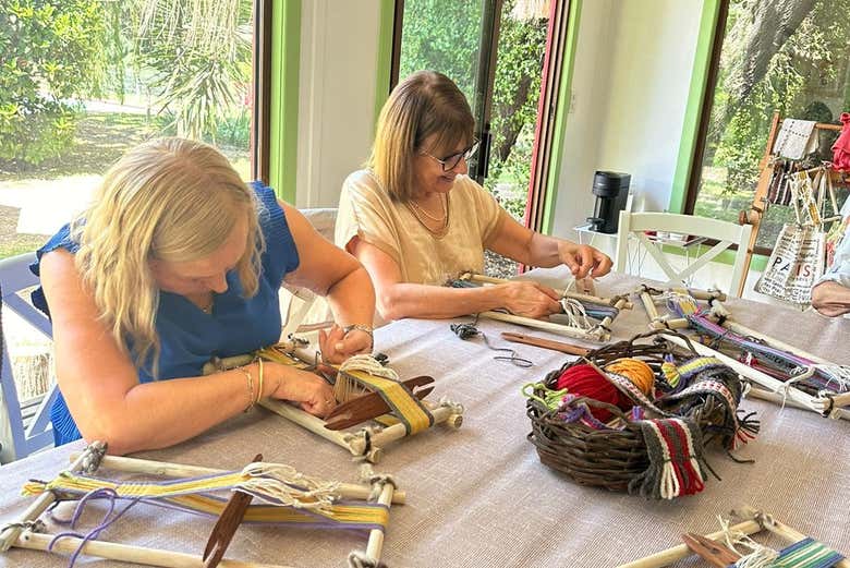 Durante a oficina de artesanato têxtil mapuche