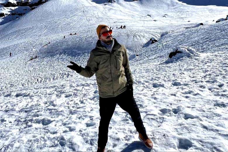 Aproveitando a paisagem nevada