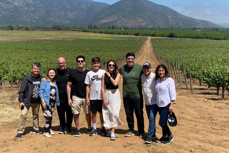 La foto grupal del recuerdo en el viñedo