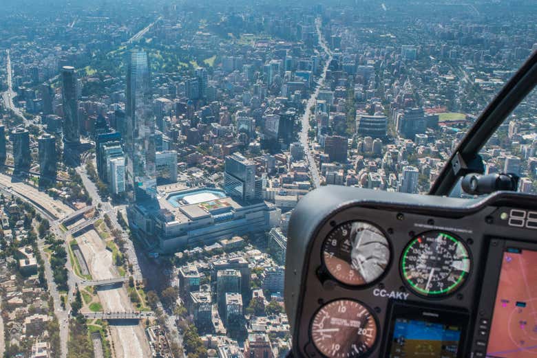 Panorámica de Santiago desde el helicóptero