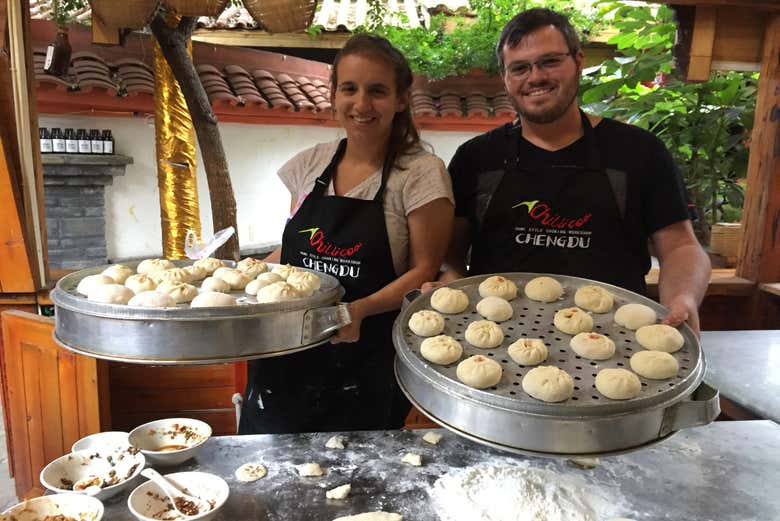 I baozi pronti per la cottura a vapore