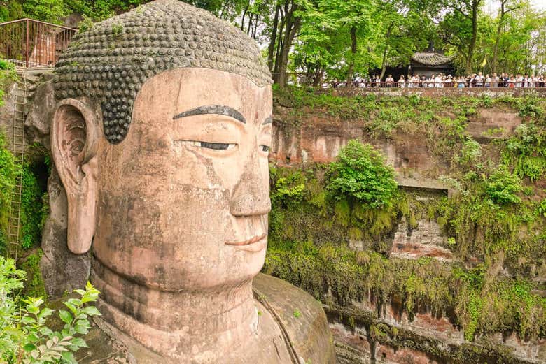 Il belvedere sito sulla testa del Buddha gigante