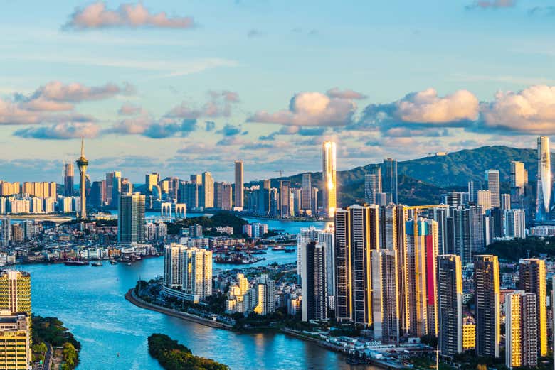 Vista aérea del horizonte de Macao