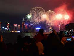 Fogos artificiais para celebrar o Ano Novo Chinês