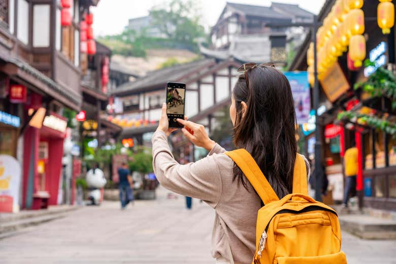 Haciendo una videollamada desde China