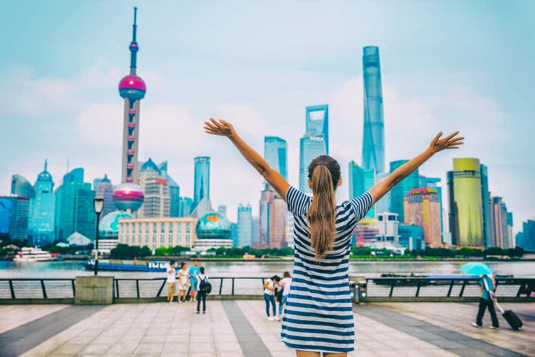 Skyline di Shanghai dal Bund