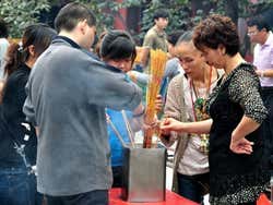 Lama Tempe, burning incense
