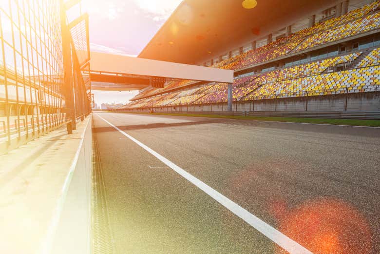 Vista del graderío de circuito de Shanghái