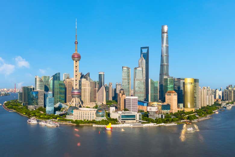 Vista do Bund e do distrito financeiro