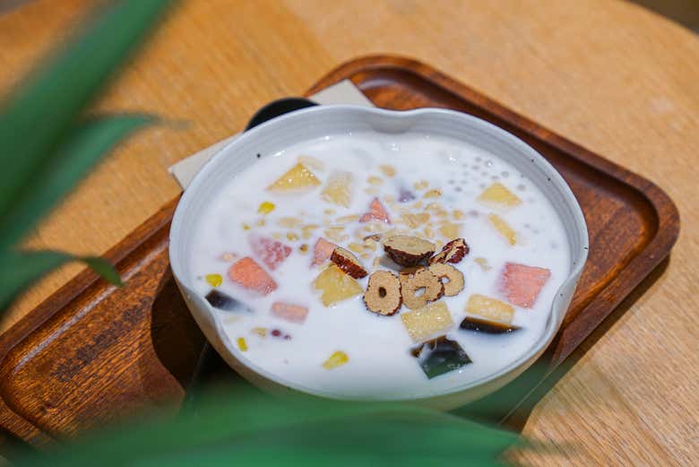 Taste a delicious coconut soup as dessert