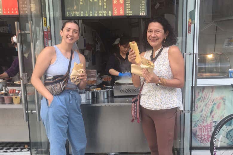 Disfrutando de la pausa para comer