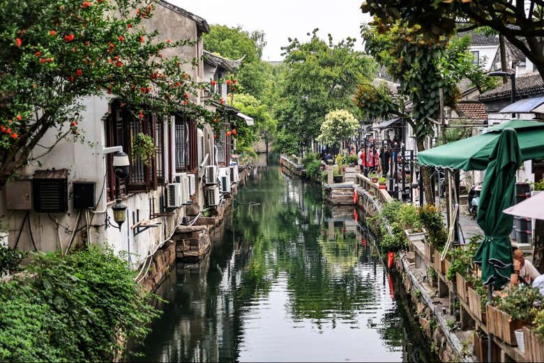 La pintoresca Calle Pingjiang en Suzhou