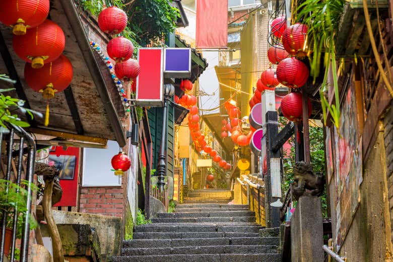 Disfrutando de la excursión privada por Jiufen