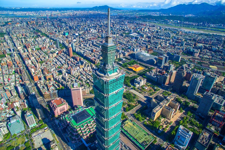 Vista aerea sulla torre Taipei 101