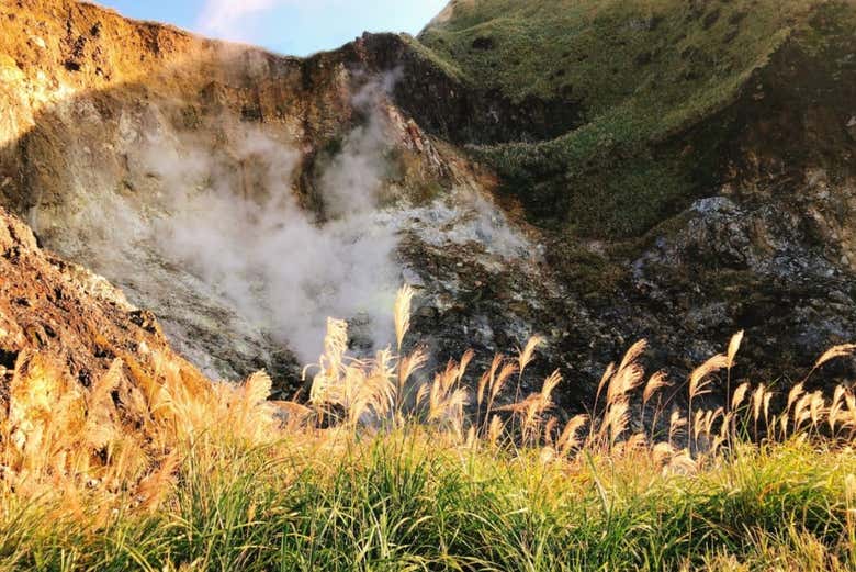 Vista das águas termais
