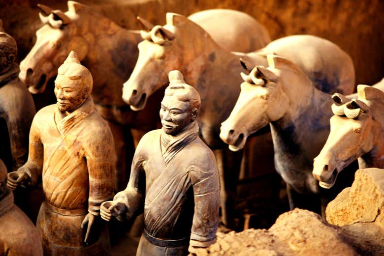 Detalhe dos Guerreiros e cavalos de Xian