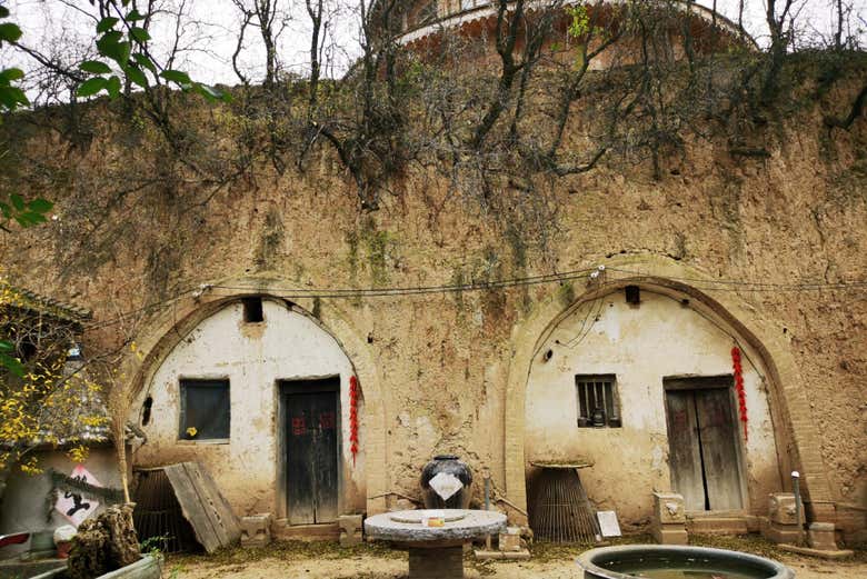 Detalhe das casas caverna de Panggou