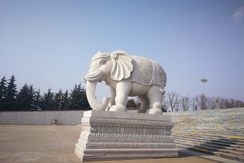 An elephant structre on the grounds of the Famen Temple