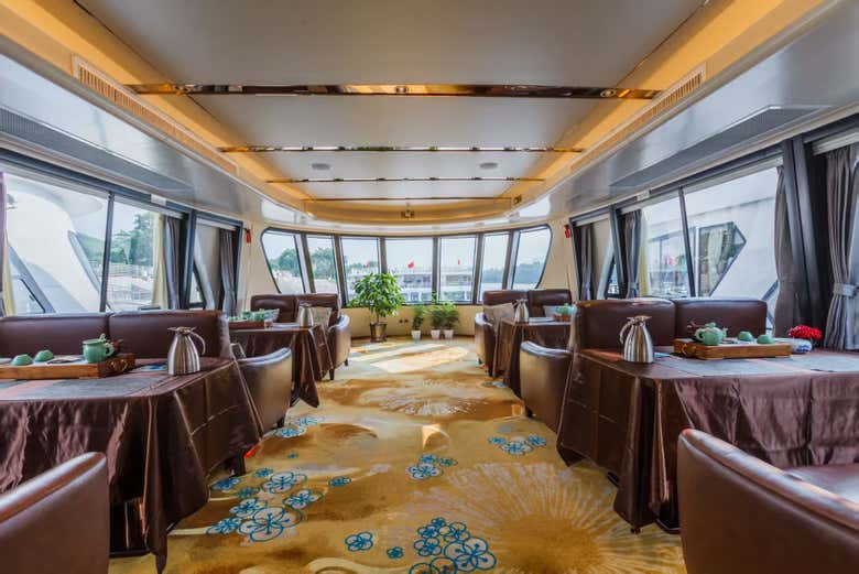 El interior del barco en el que viajéis