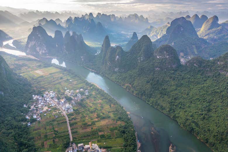 See the morning fog among the mountains