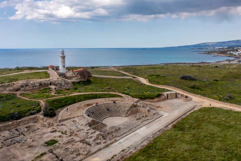 Vista aérea del parque arqueológico de Pafos