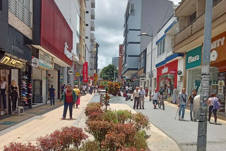 Una de las calles comerciales de Armenia