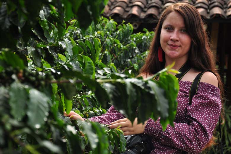 Admiring the local flora