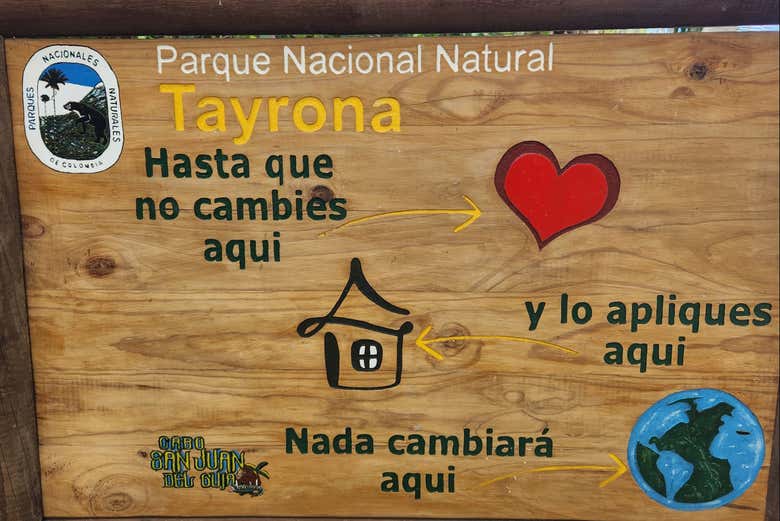 Letrero del Parque Tayrona