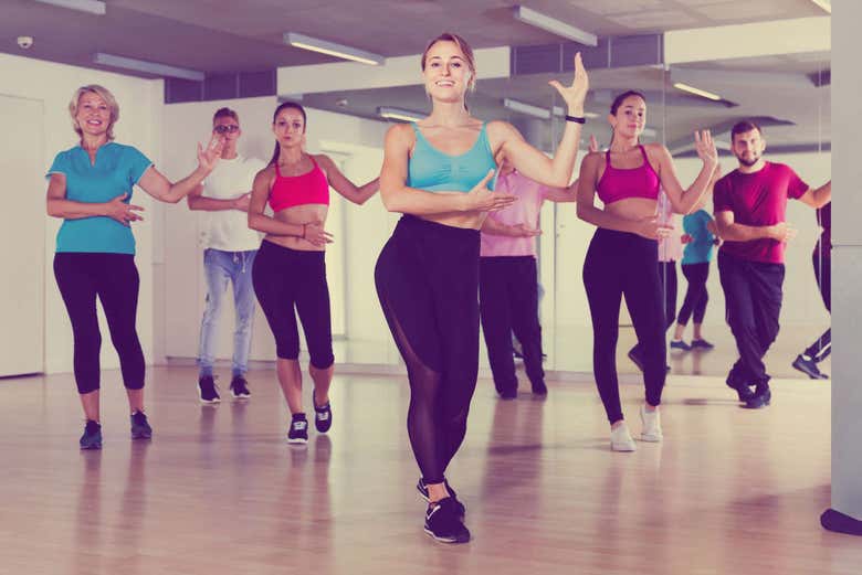 Enjoying the salsa class