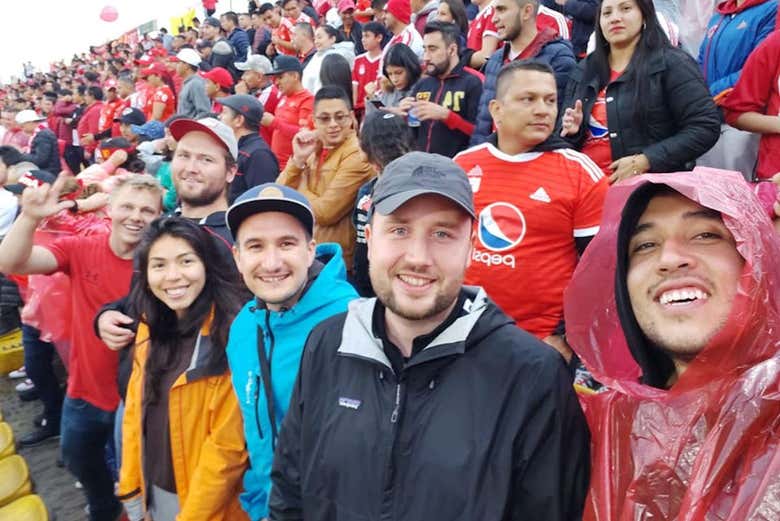 Enjoying a football match in Bogotá