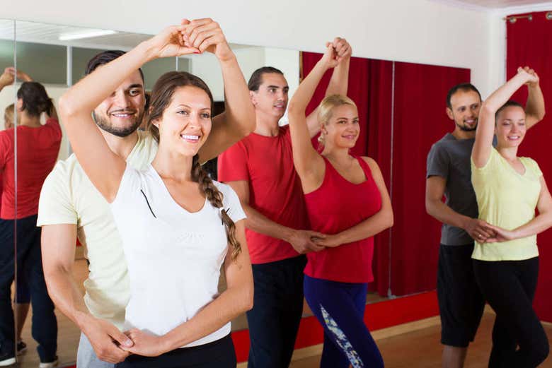 Practicing the salsa positions