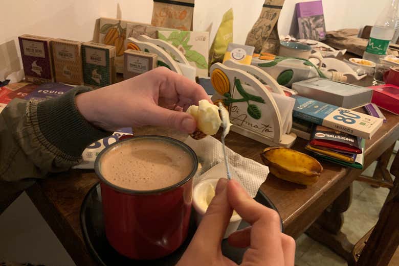 Preparing the chocolates