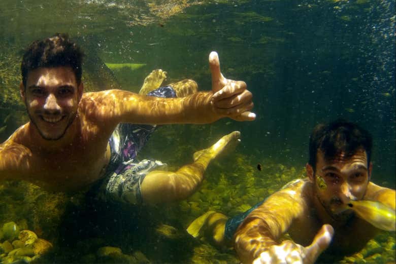 Taking a dip at the San Cipriano Nature Reserve
