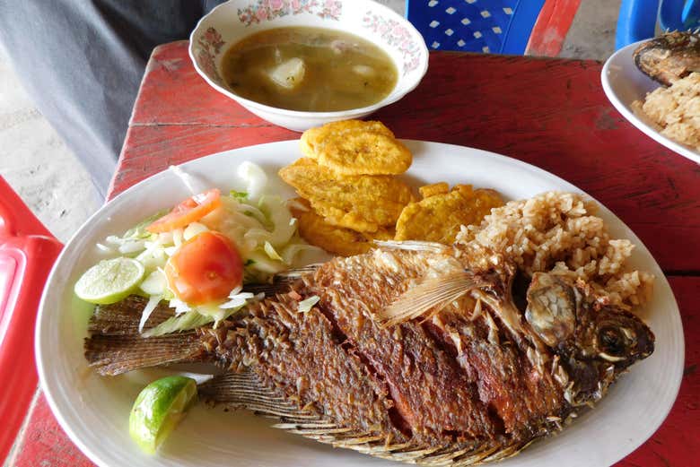 Enjoying a traditional lunch