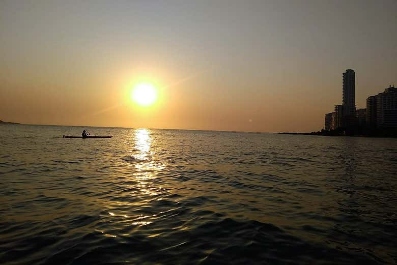 Evening falls over the coast of Cartagena
