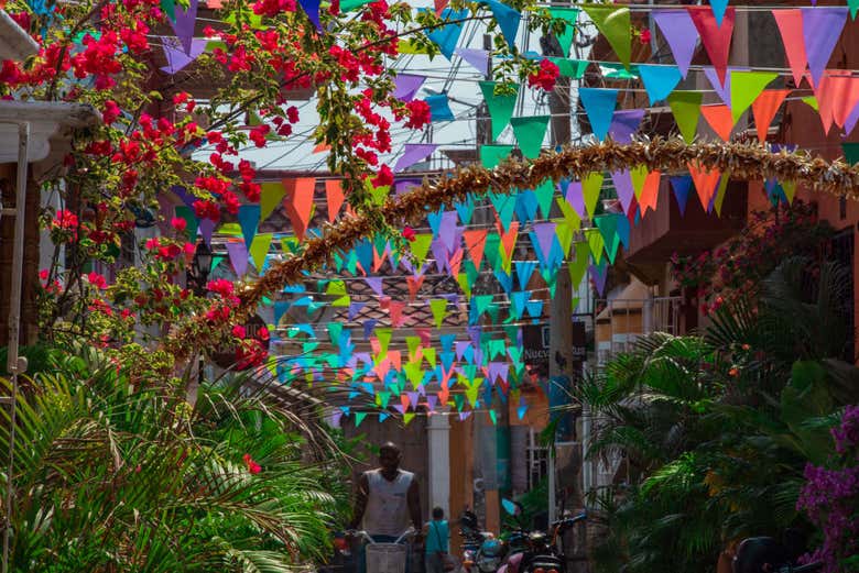 Calle decorada en Getsemaní