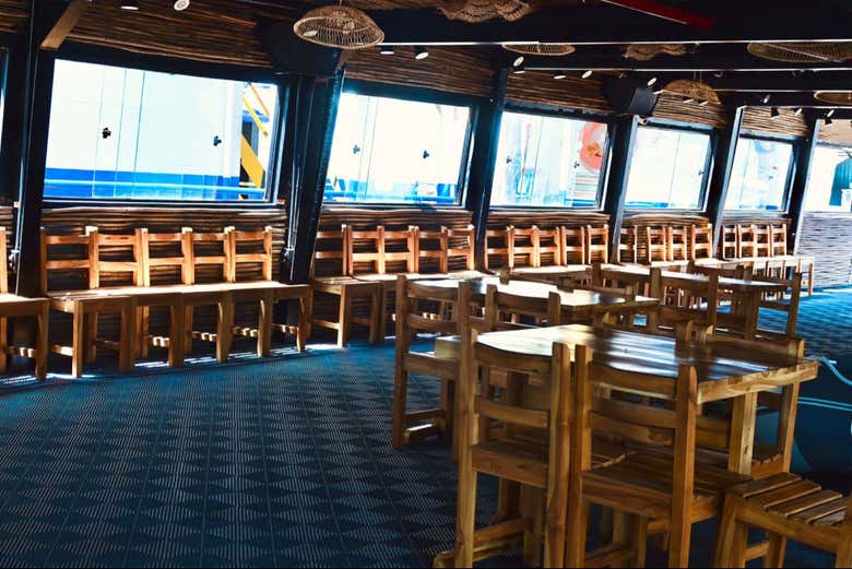 The interior of the boat you'll be sailing on