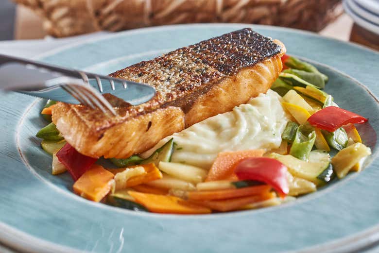Menu com salmão