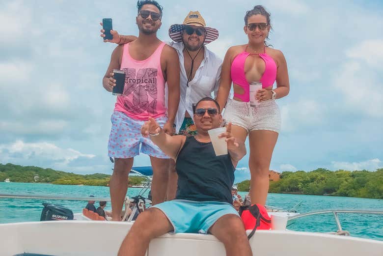 Enjoying the boat party