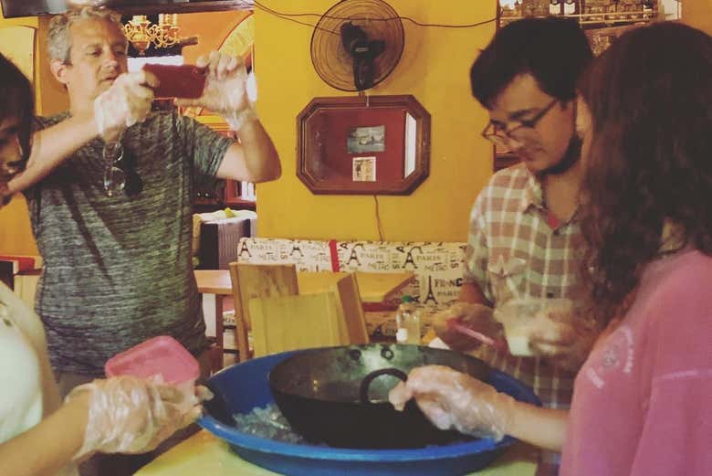 Enjoying the ice cream workshop