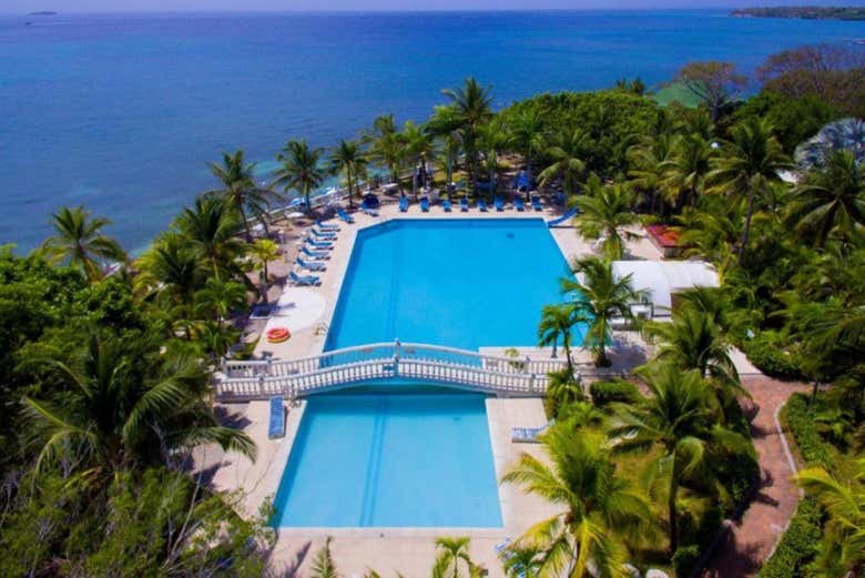 An aerial view of the resort