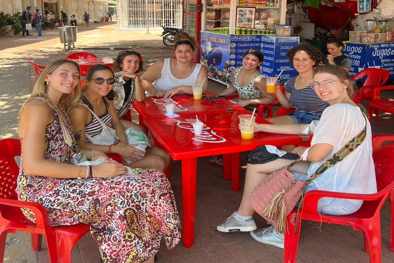 Having a shrimp cocktail