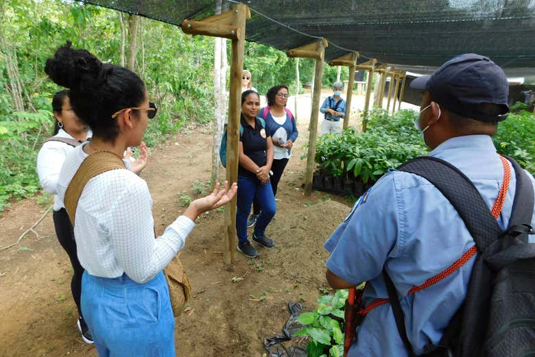 Turisti che ascoltano la guida alla Riserva Los Colorados