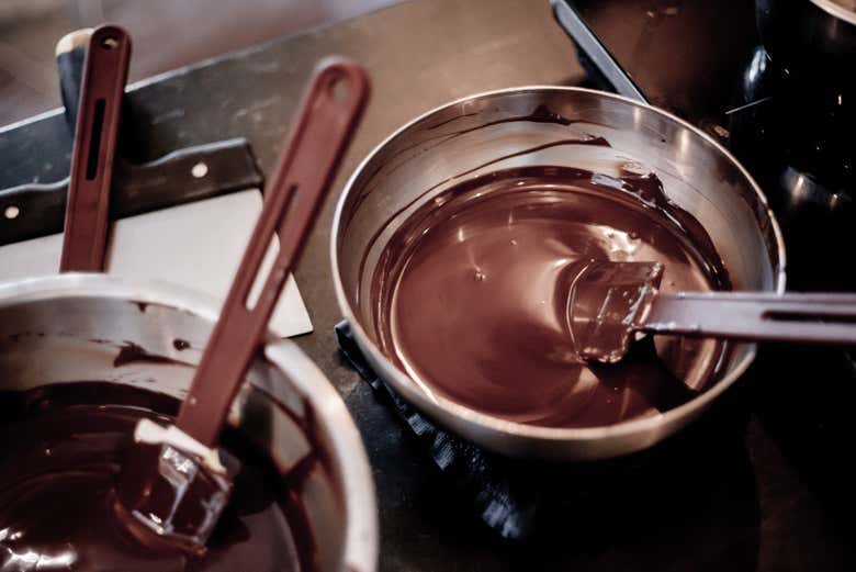 Durante il laboratorio di cioccolato