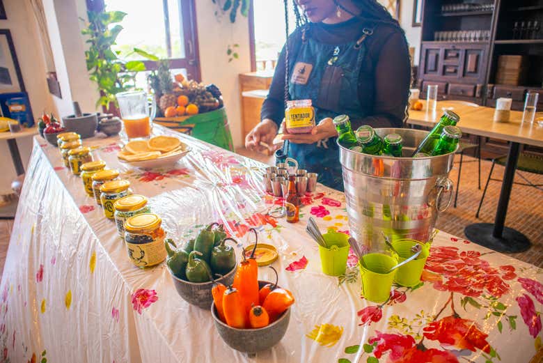 Mesa montada para as degustações