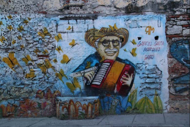 Gabriel Garcia Marquez mural in Cartagena